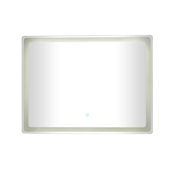 Litton Lane 30 in. x 39 in. Rectangle Frameless Silver LED Mirror