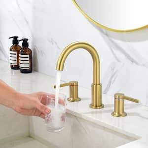 Viki 8 in. Widespread 2-Handle Bathroom Faucet in Spot Defense Brushed Gold