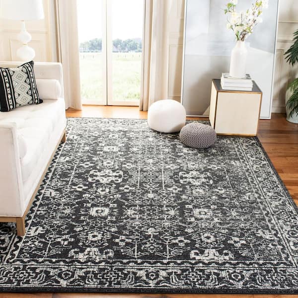 Evoke Charcoal/Ivory 7 ft. x 7 ft. Square Border Area Rug