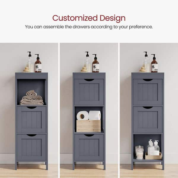 RichYa Bathroom Cabinet, Linen Storage Cabinet with 2 Flap Drawers