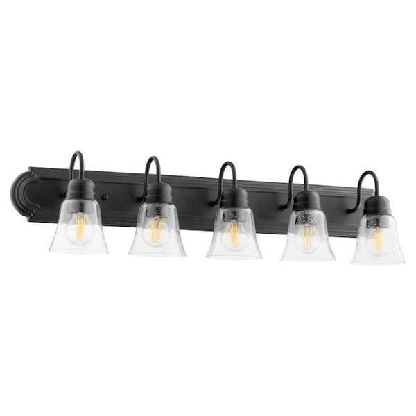 Quorum INTERNATIONAL Traditional 36 in. W 5-Lights Black Vanity Light with Clear Seeded Glass