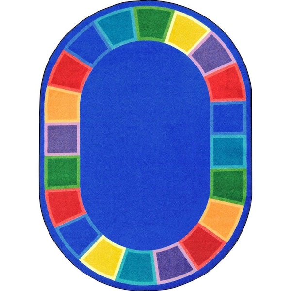 Joy Carpets Kid Essentials Color Tones 5'4" x 7'8" Oval Area Rug in Color Multi