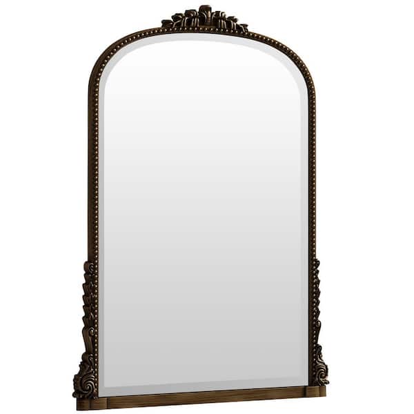 Antique Bronze 28 in. W x 40 in. H Arched Modern Polyurethane Framed with Decoration Antique Vanity Mirror Wall Mirror