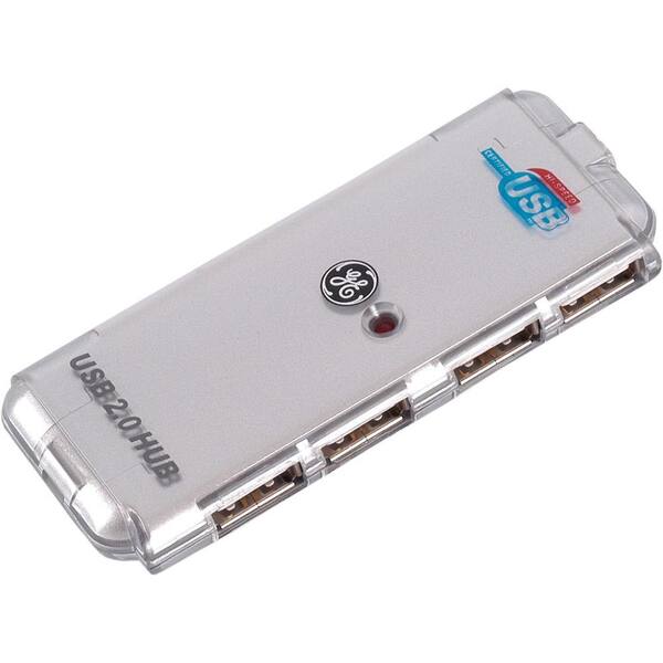 GE High Speed USB 2.0 4 Port Hub in Silver