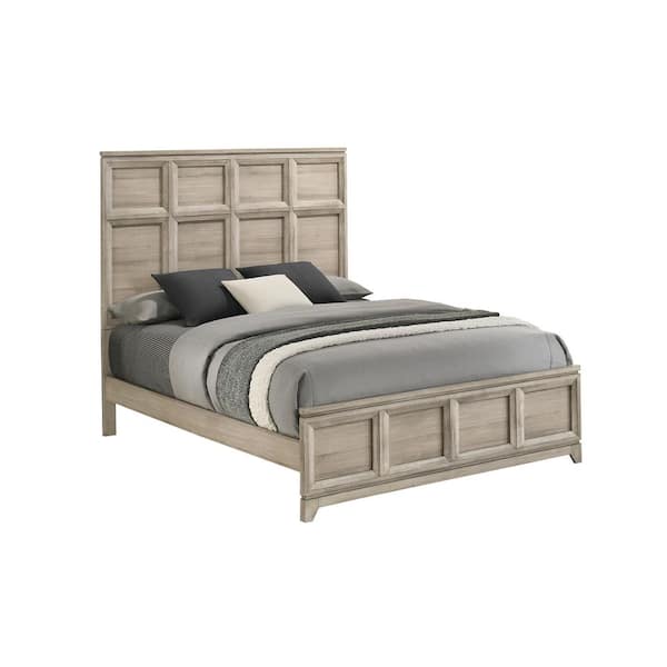 Malia Weathered Greige (Beige And Gray) Color Wood Frame Queen Panel Bed