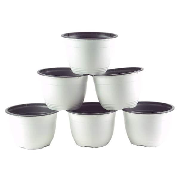 TEKU 6 in. W White/Gray Plastic Pot (6-Pack)