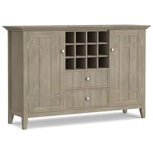 Bedford Solid Wood 54 in. Wide Transitional Sideboard Buffet and Wine Rack in Distressed Grey