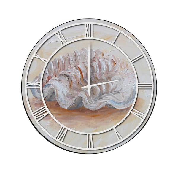 Unbranded "Sea Shell #1" Full Coverage Art and White Numbers Imaged Wall Clock