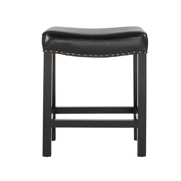 Home Decorators Collection 24.5 in. Black Cushioned Curved Nailhead Counter Stool