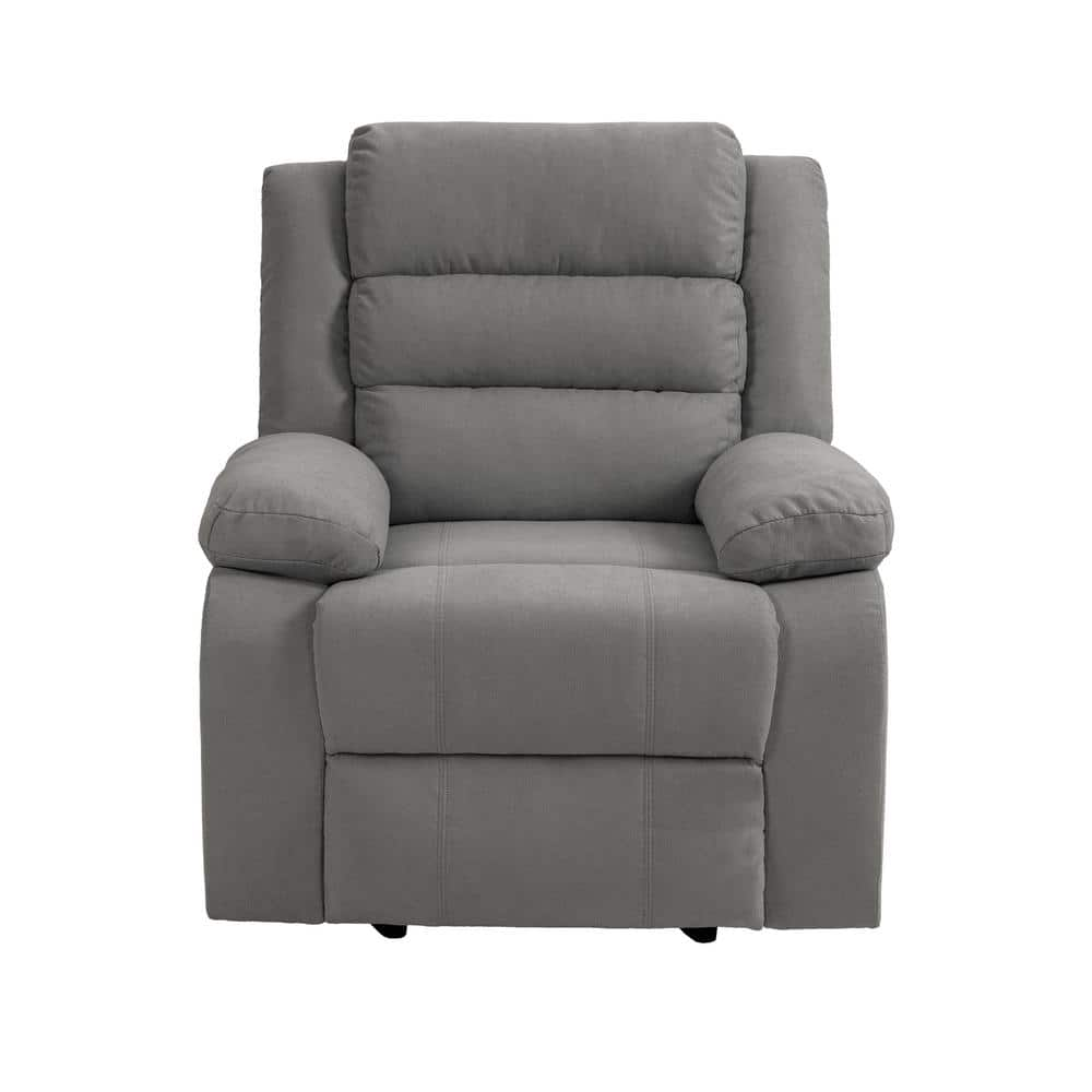 Uixe Modern Gray Polyester Upholstered Manual Recliner with Adjustable ...