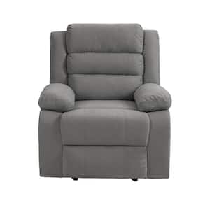 Modern Gray Polyester Upholstered Manual Recliner with Adjustable Backrest and Footrests (Set of 1)