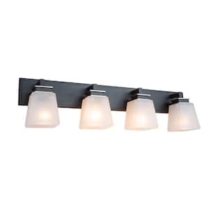 Eastwood 4-Light Black and Brushed Nickel Vanity Light with Glass Shades