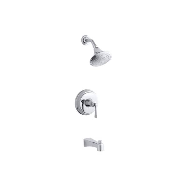 KOHLER Archer 1-Handle 1-Spray 2.5 GPM Tub and Shower Faucet with Lever Handle in Polished Chrome (Valve Not Included)