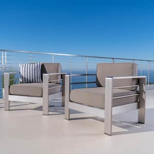 Caius Khaki 2-Piece Aluminum Deep Seating Set with Khaki Cushions