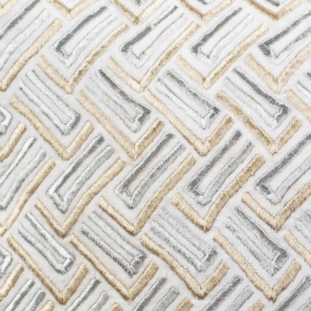 Cream Embroidered Geometric Square Accent Pillow