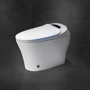 U-Shaped One-Piece 1.27 GPF Dual Flush Elongated Smart Toilet in White with LED Light and Seat Heating