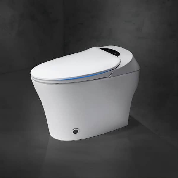 EPOWP U-Shaped One-Piece 1.27 GPF Dual Flush Elongated Smart Toilet in White with LED Light and Seat Heating