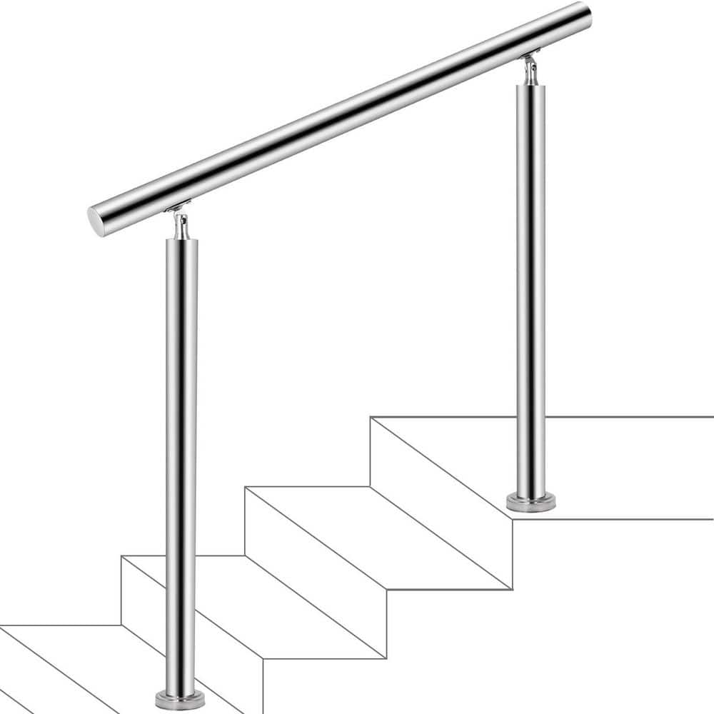 VEVOR 55 in. x 34 in. Stainless Steel Handrail Fits 4 to 5 Steps ...