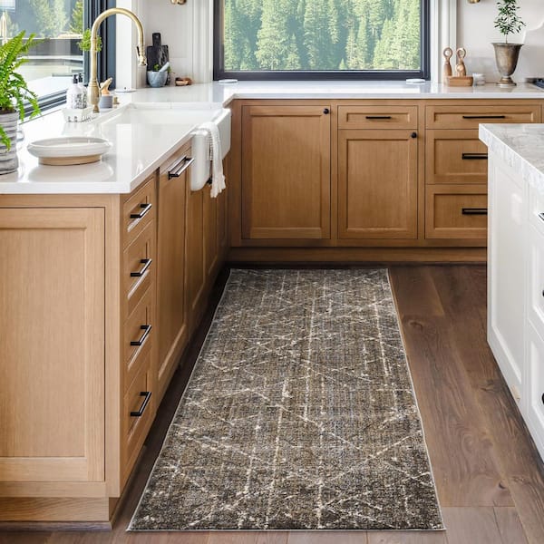 Apollo Bryce Charcoal 2 ft. x 8 ft. Abstract Indoor Runner Rug