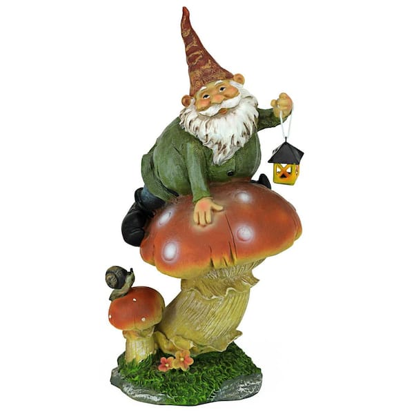 Design Toscano 14 in. H Tesla with the Lamp Garden Gnome Statue