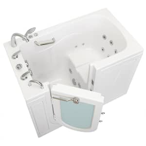 Monaco Acrylic 52 in. Walk-In Whirlpool Bath in White with 5 Piece Fast Fill Faucet Set and Left 2 in. Dual Drain