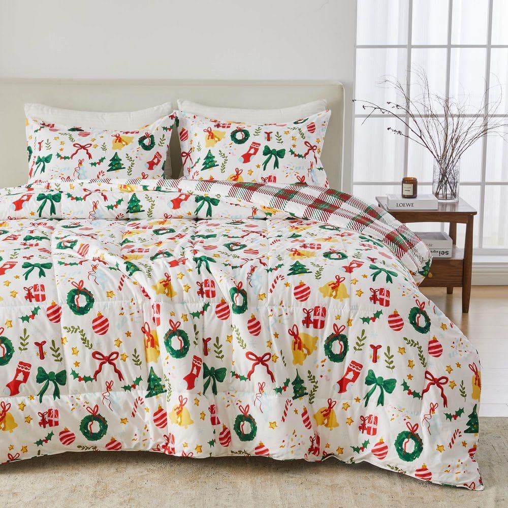 FRESHFOLDS Red Reversible Down Alternative Microfiber Comforter Set ...