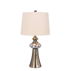 27 in. Antique Copper and Mercury Glass Metal and Glass Table Lamp