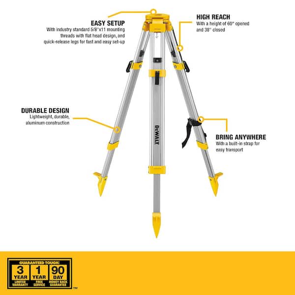 DEWALT - 20V 180 ft. Green Self-Leveling Cross-Line Laser Level and Construction Tripod for Laser Level