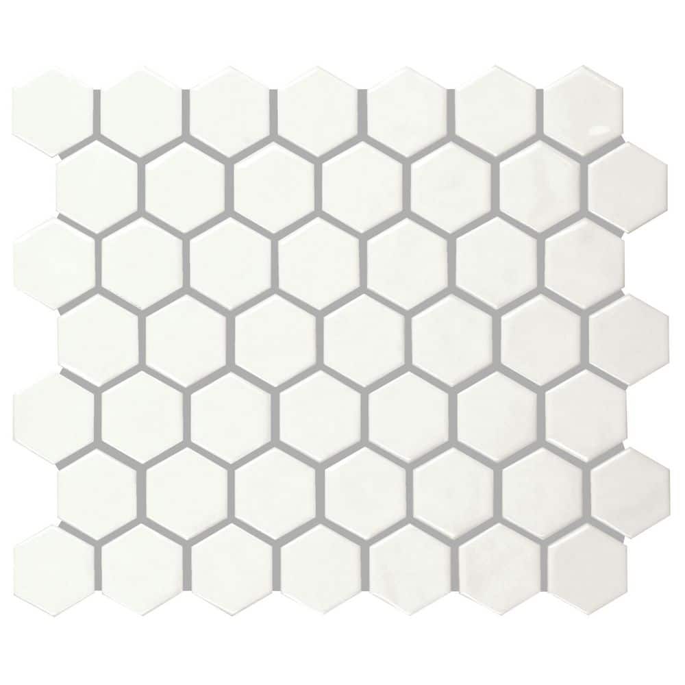 Artezen Elegant White 12 in. x 10 in. Glossy Ceramic Hexagon Mosaic Wall Tile (9.72 sq. ft. /case) price history on PriceWatchPro