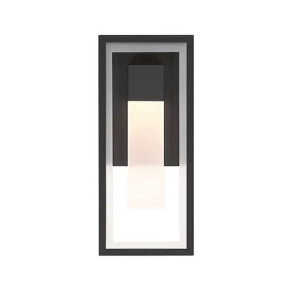 Easylite 12 in. Black Outdoor Hardwire Wall Lantern Sconce with Integrated LED