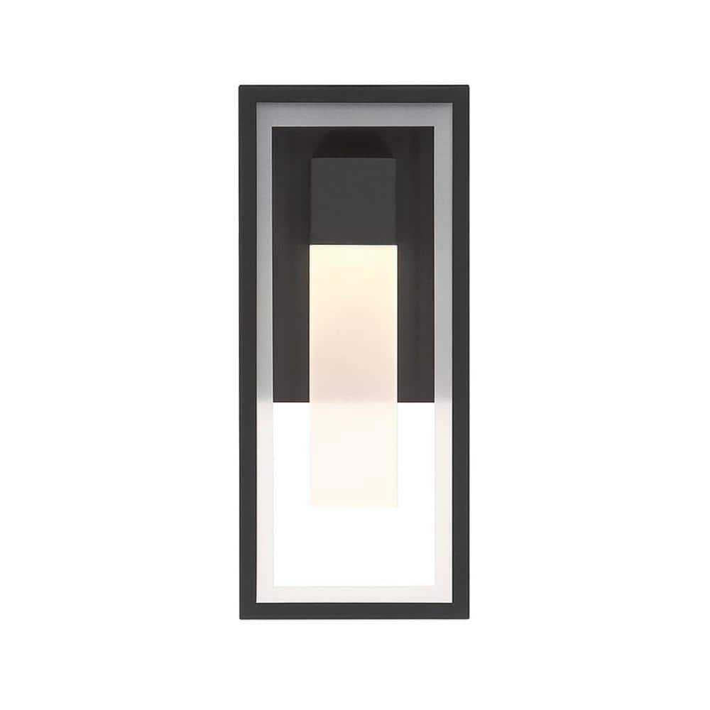Easylite - 12 in. Black Outdoor Hardwire Wall Lantern Sconce with Integrated LED