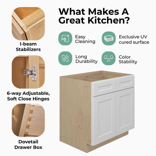 Norfolk Assembled 27 in. W x 34.5 in. H x 24 in. D Plywood Base Cabinet in Painted White
