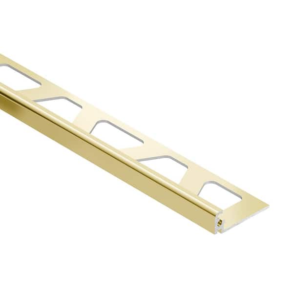 Jolly Polished Brass Anodized Aluminum. 25 in. x 98.5 in. Metal L-Angle Tile Edge Trim