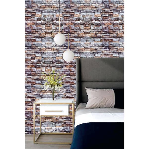 Falkirk Jura II 28 in. x 28 in. Peel & Stick Multicolored Faux Bricks, Stones PE Foam Decorative Wall Paneling (10-Pack)
