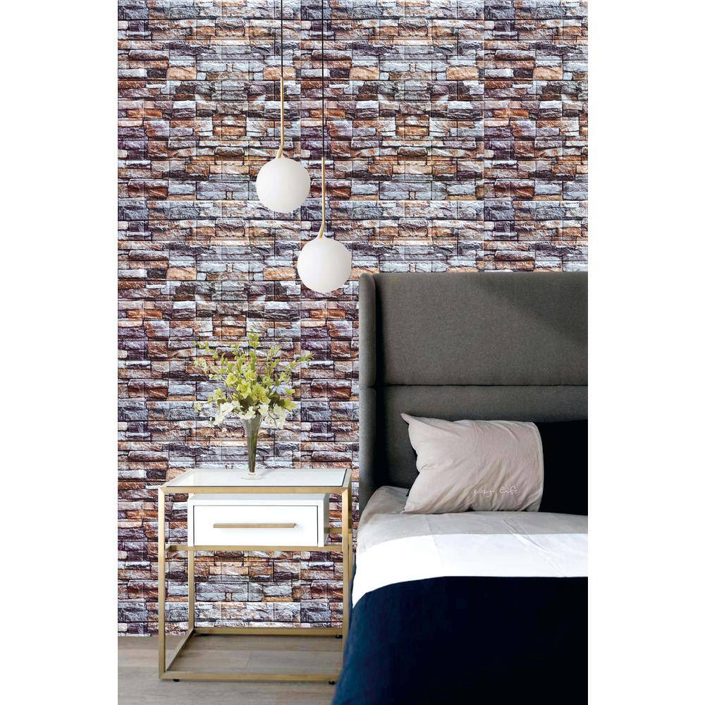 Multicolor Faux Brick 28" x 28" Peel and Stick Wall Panels
