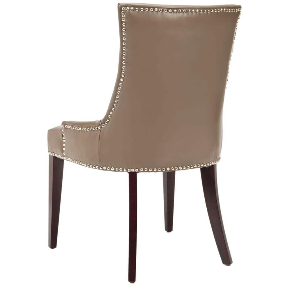 Transitional High-Back Clay Leather Upholstered Side Chair
