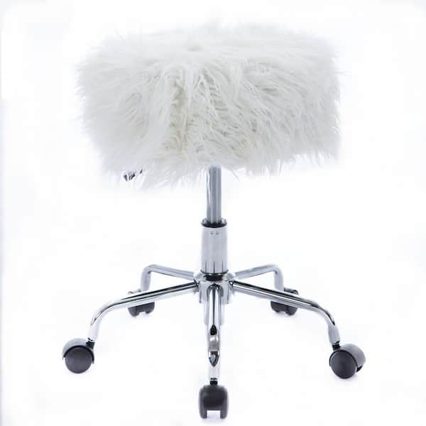 faux fur stool with wheels