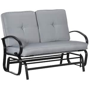 2-Person Steel Outdoor Glider Bench with Cushions