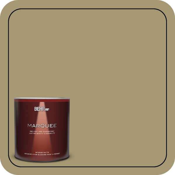 BEHR MARQUEE 1 qt. #S330-5 Dried Chive One-Coat Hide Matte Interior Paint & Primer