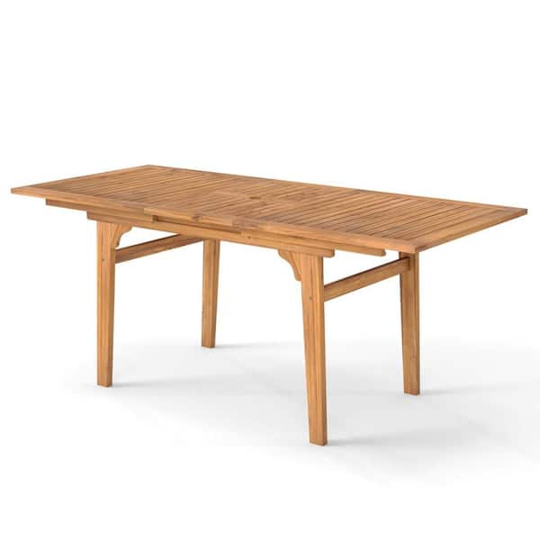 Outdoor Dining Table 55 in.-71 in. Acacia Wood Patio Table for 6-8 Person with Extension