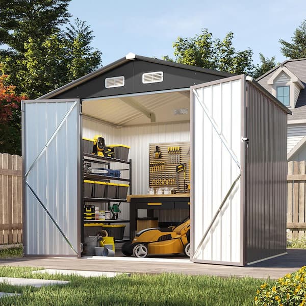 8 ft. W x 6 ft. D Metal Storage Shed with Vents and Lockable Door (43 sq. ft.)