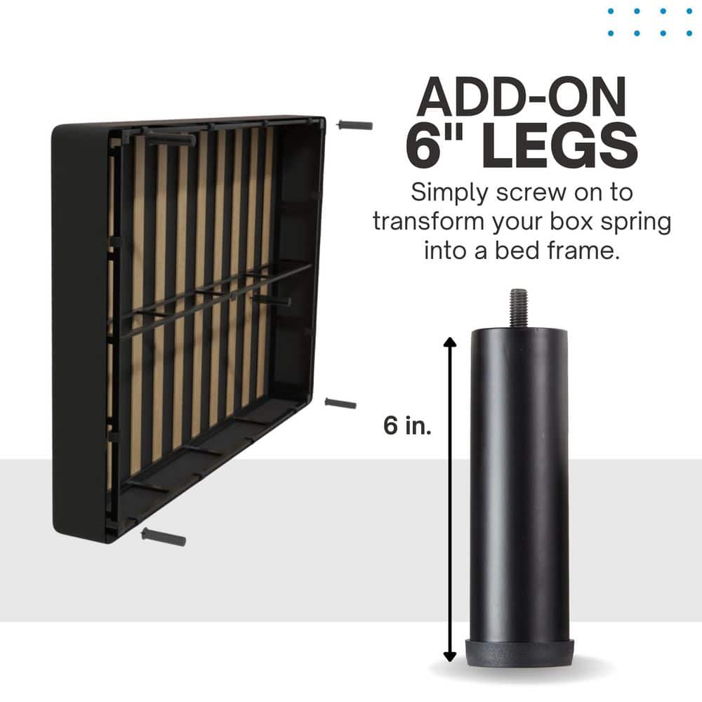 Queen Black Metal Frame with Wooden Slats and Headboard Brackets