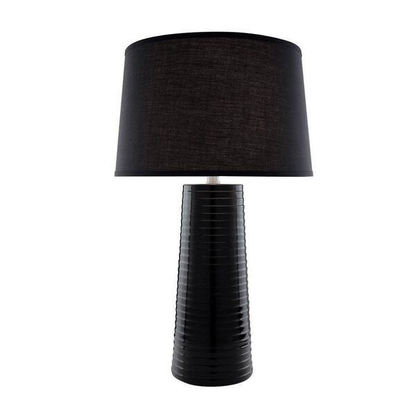 Illumine Designer Collection 27 in. Black Table Lamp with Black Fabric Shade