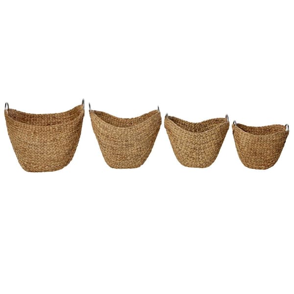 Litton Lane Seagrass Handmade Woven Storage Basket with Metal