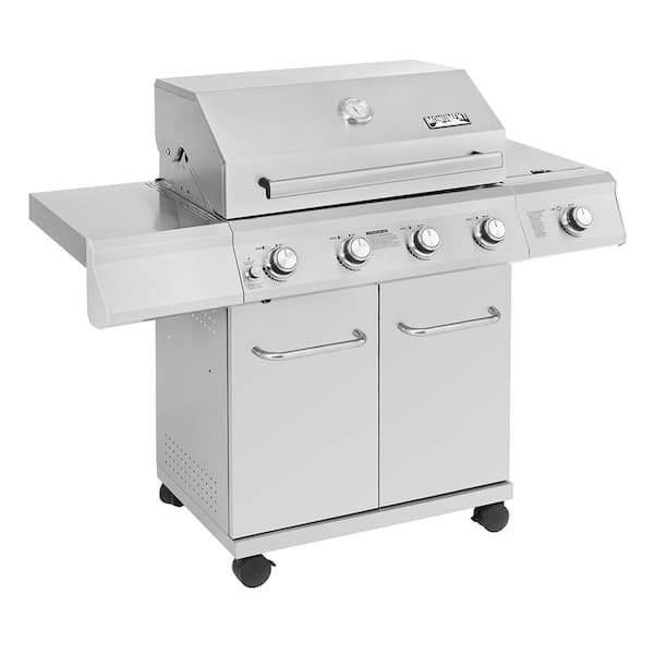 Monument Grills 4-Burner Propane Gas Grill in Stainless Steel with LED Controls and Burner-25392 - The Home Depot