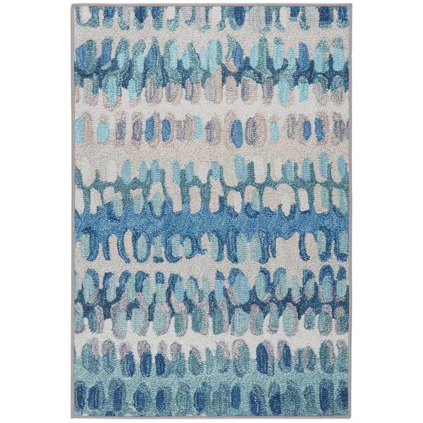 Paint Chip Machine Washable Blue 10 ft. x 14 ft. Indoor Area Rug