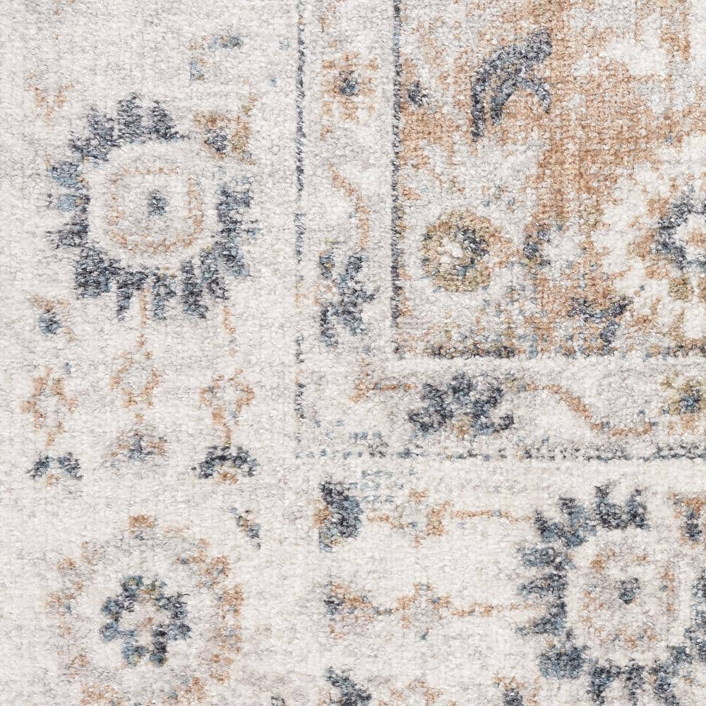 Astra Silver Taupe Floral Synthetic 8' x 10' Washable Area Rug