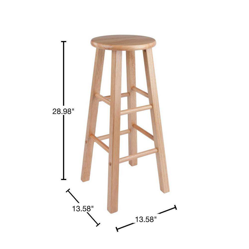 Transitional Natural Wood Adjustable 29" Backless Bar Stool Set