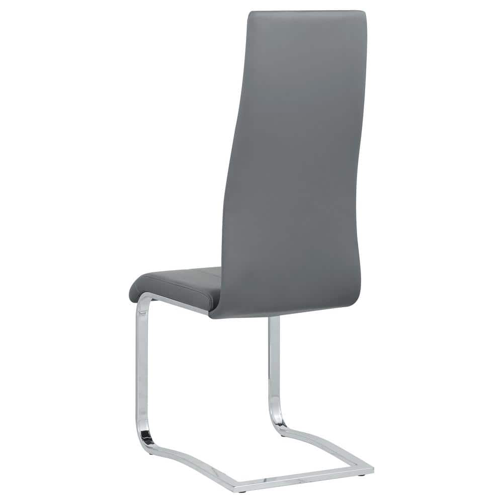 High-Back Gray Faux Leather Side Chair with Chrome Frame