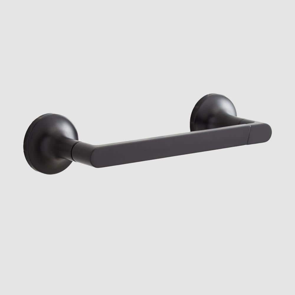 Matte Black Metal Wall Mounted Pivoting Toilet Paper Holder